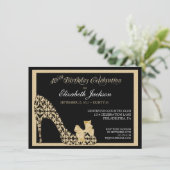 Elegant 40th Birthday Damask Shoe Invitation Kaart (Staand voorkant)