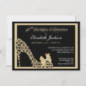 Elegant 40th Birthday Damask Shoe Invitation Kaart (Voorkant)