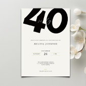 Elegant 40th Birthday Invitation - Minimal Style Kaart