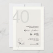 Elegant 40th Birthday Invitation - Minimal Style Kaart (Voorkant)