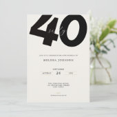 Elegant 40th Birthday Invitation - Minimal Style Kaart (Staand voorkant)