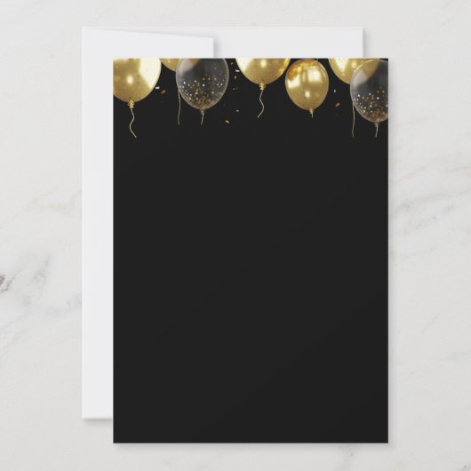 Elegant 40th Birthday Invitation with Gold Ballons Kaart (Achterkant)
