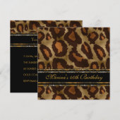 Elegant 40th Birthday Party Black Gold Wild 3 Kaart (Voorkant / Achterkant)