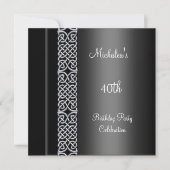 Elegant 40th Birthday Party Black Silver Trim Kaart (Voorkant)