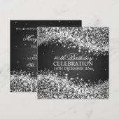 Elegant 40th Birthday Party Sparging Wave Black Kaart (Voorkant / Achterkant)