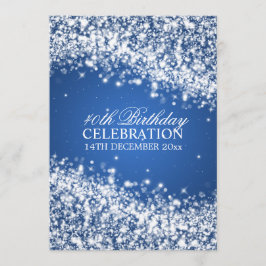 Elegant 40th Birthday Party Sparging Wave Blue Kaart