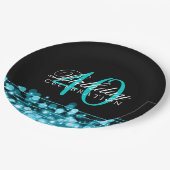 Elegant 40th Birthday Party Sparkles Turquoise Papieren Bordje (Gekanteld)
