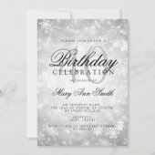 Elegant 40th Birthday Silver Winter Wonderland Kaart (Voorkant)