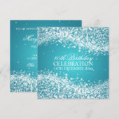 Elegant 40th Birthday Sparging Wave Turquoise Kaart (Voorkant / Achterkant)