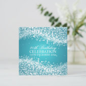 Elegant 40th Birthday Sparging Wave Turquoise Kaart (Staand voorkant)