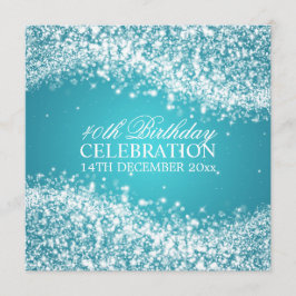 Elegant 40th Birthday Sparging Wave Turquoise Kaart