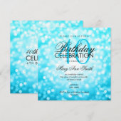 Elegant 40th Birthday Turquoise Glitter Lights Kaart (Voorkant / Achterkant)