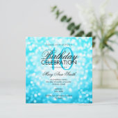 Elegant 40th Birthday Turquoise Glitter Lights Kaart (Staand voorkant)