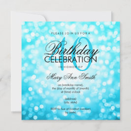 Elegant 40th Birthday Turquoise Glitter Lights Kaart