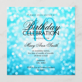 Elegant 40th Birthday Turquoise Glitter Lights Kaart