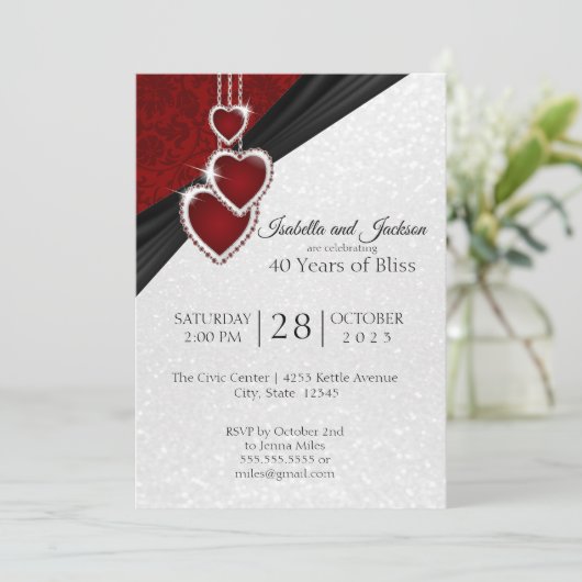 Elegant 40th Ruby Jubileum Design Kaart (Staand voorkant)