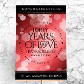 Elegant 40th Ruby Wedding Jubileum Celebration Acryl Bord