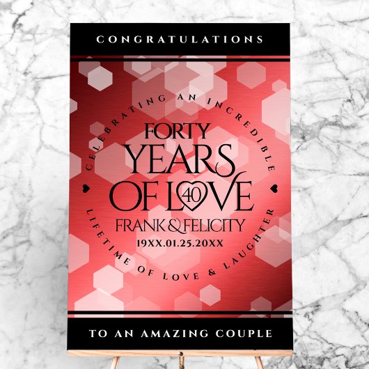 Elegant 40th Ruby Wedding Jubileum Celebration Acryl Bord