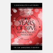 Elegant 40th Ruby Wedding Jubileum Celebration Acryl Bord (Voorkant)