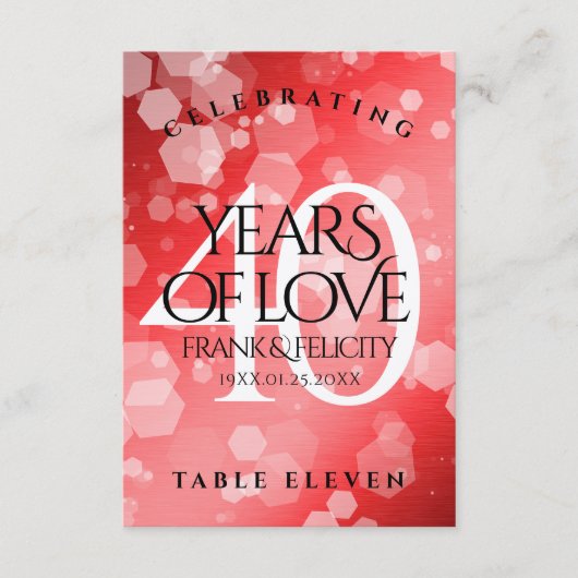 Elegant 40th Ruby Wedding Jubileum Celebration Bedankkaart (Voorkant)