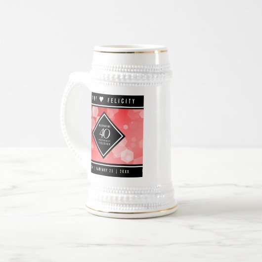 Elegant 40th Ruby Wedding Jubileum Celebration Bierpul (Voorkant links)