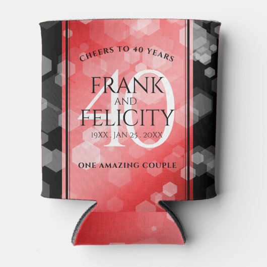 Elegant 40th Ruby Wedding Jubileum Celebration Blikjeskoeler (Voorkant)