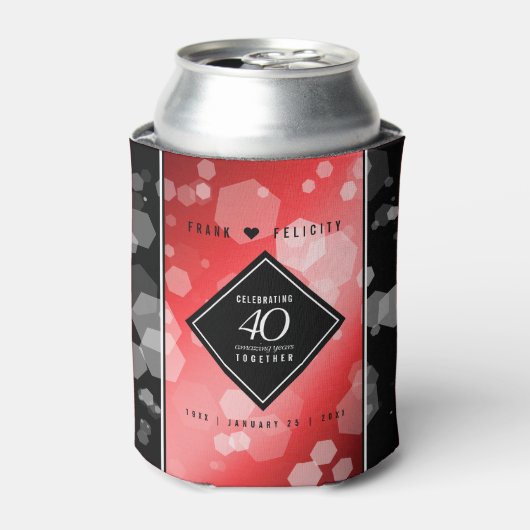 Elegant 40th Ruby Wedding Jubileum Celebration Blikjeskoeler (Blikje Voorkant)