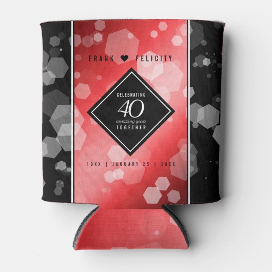 Elegant 40th Ruby Wedding Jubileum Celebration Blikjeskoeler (Voorkant)