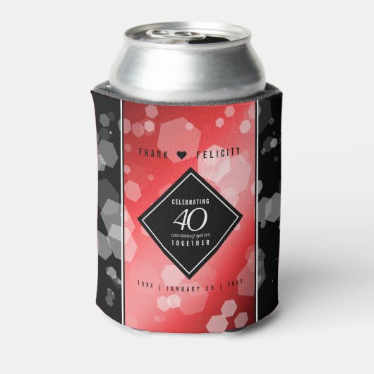 Elegant 40th Ruby Wedding Jubileum Celebration Blikjeskoeler (Blikje Achterkant)