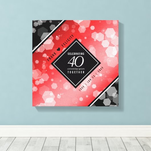 Elegant 40th Ruby Wedding Jubileum Celebration Canvas Afdruk (Insitu (Houten vloer))
