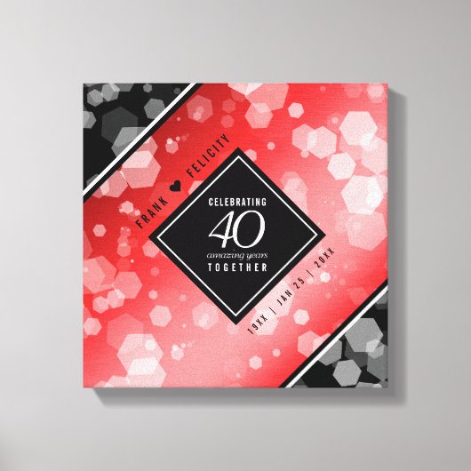Elegant 40th Ruby Wedding Jubileum Celebration Canvas Afdruk (Voorkant)