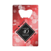 Elegant 40th Ruby Wedding Jubileum Celebration Creditkaart Flessenopener (Voorkant)