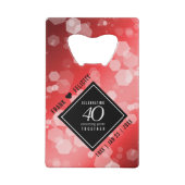 Elegant 40th Ruby Wedding Jubileum Celebration Creditkaart Flessenopener (Achterkant)