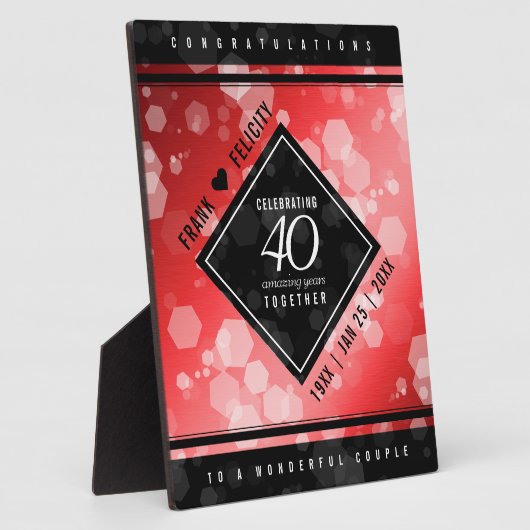 Elegant 40th Ruby Wedding Jubileum Celebration Fotoplaat (Zijkant)