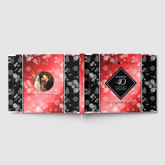 Elegant 40th Ruby Wedding Jubileum Celebration Gastenboek (Volledig)