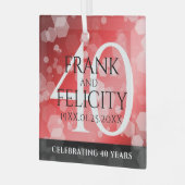 Elegant 40th Ruby Wedding Jubileum Celebration Glas Ornament (Voorkant links)