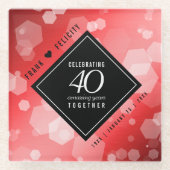 Elegant 40th Ruby Wedding Jubileum Celebration Glazen Onderzetter (Voorkant)