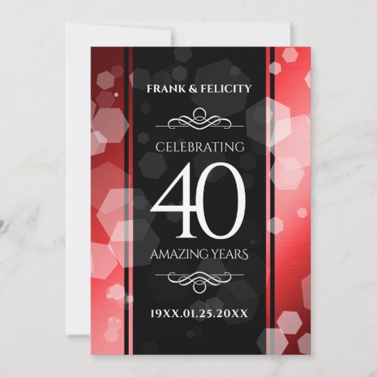 Elegant 40th Ruby Wedding Jubileum Celebration Kaart (Voorkant)