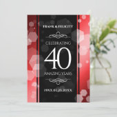 Elegant 40th Ruby Wedding Jubileum Celebration Kaart (Staand voorkant)