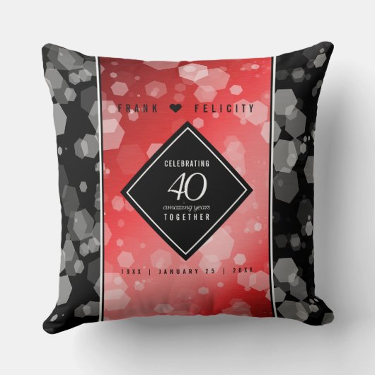 Elegant 40th Ruby Wedding Jubileum Celebration Kussen (Achterkant)