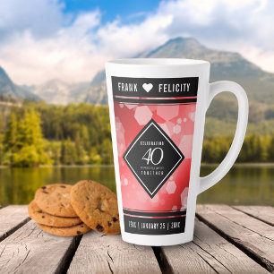 Elegant 40th Ruby Wedding Jubileum Celebration Latte Mok
