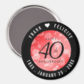Elegant 40th Ruby Wedding Jubileum Celebration Magneet (Voorkant / Achterkant)