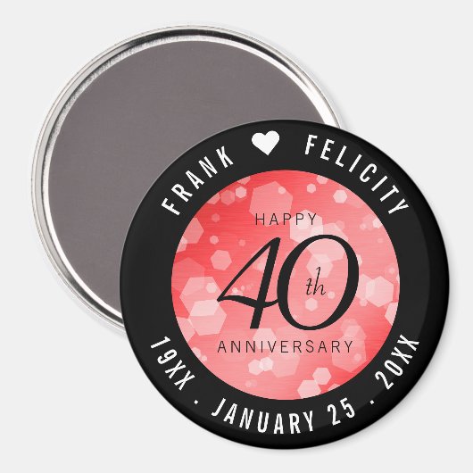 Elegant 40th Ruby Wedding Jubileum Celebration Magneet (Voorkant / Achterkant)