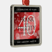 Elegant 40th Ruby Wedding Jubileum Celebration Metalen Ornament (Rechts)