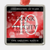 Elegant 40th Ruby Wedding Jubileum Celebration Metalen Ornament (Voorkant)