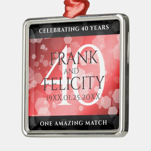 Elegant 40th Ruby Wedding Jubileum Celebration Metalen Ornament (Links)