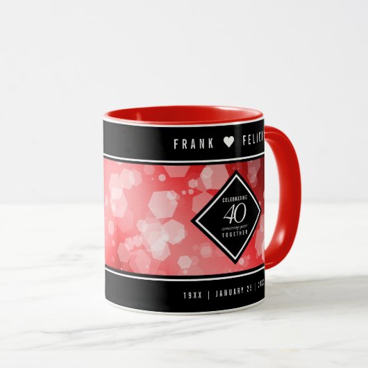 Elegant 40th Ruby Wedding Jubileum Celebration Mok (Voorkant rechts)