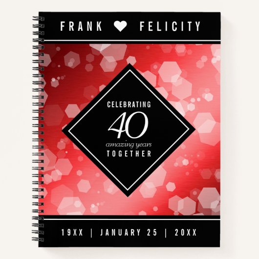 Elegant 40th Ruby Wedding Jubileum Celebration Notitieboek (Voorkant)