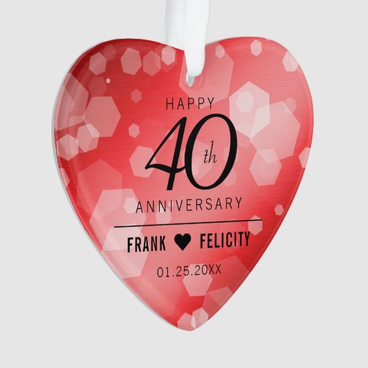 Elegant 40th Ruby Wedding Jubileum Celebration Ornament (voorkant)