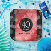 Elegant 40th Ruby Wedding Jubileum Celebration Papieren Bordje (Feest)
